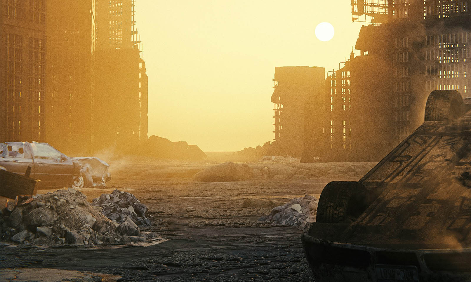3D render mesta po apokalypse